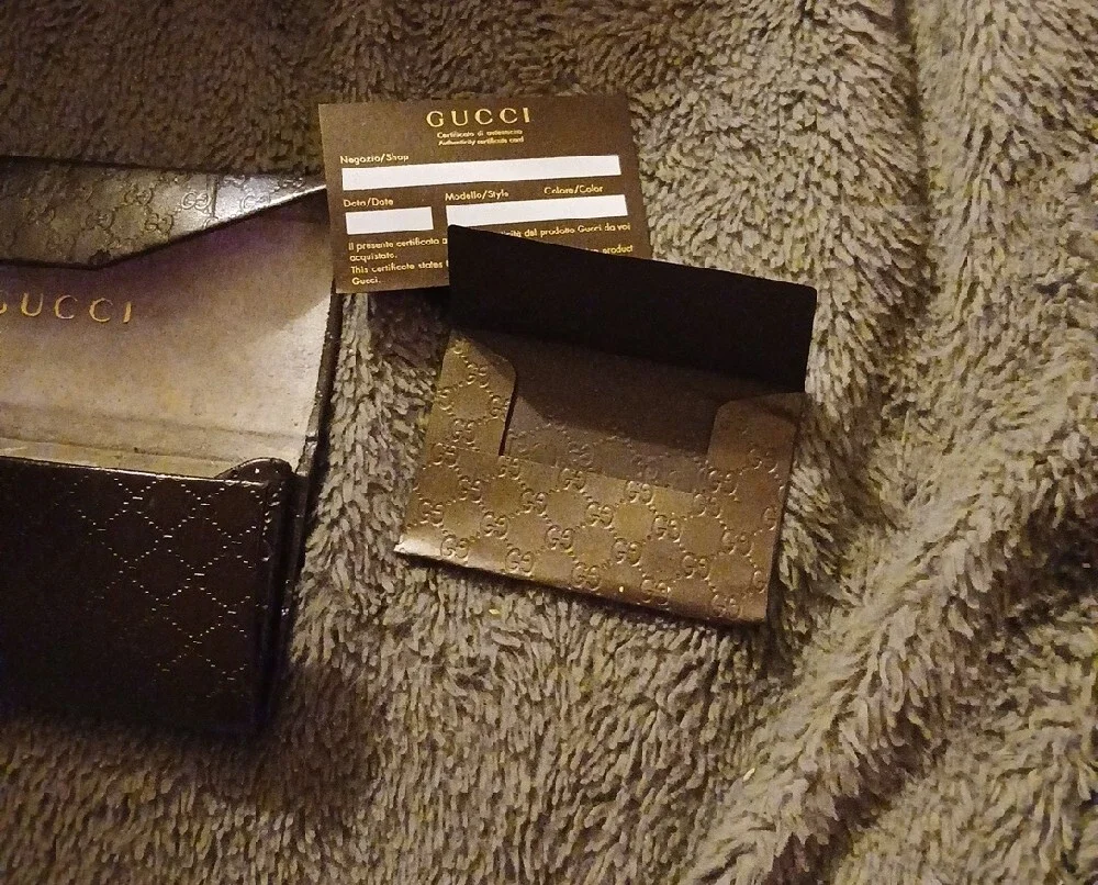 Gucci Brown Embossed GG Leather Men's Wallet with Envelope Sleeve